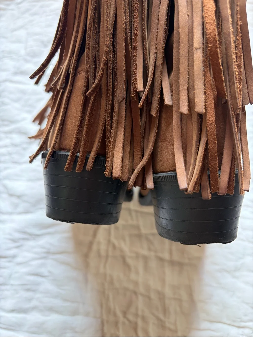 Old West Brown Suede Fringe Ankle Boots